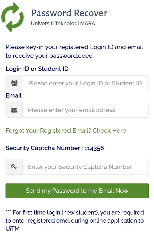 Uitm Login Forgot Pasword